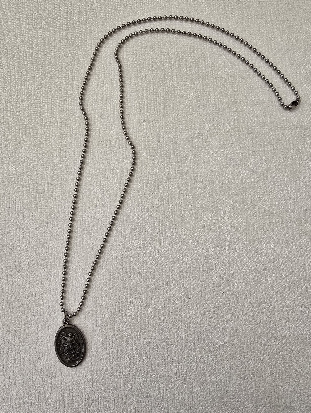 Silver-Tone St. Michael & Guardian Angel Medallion Chain Necklace